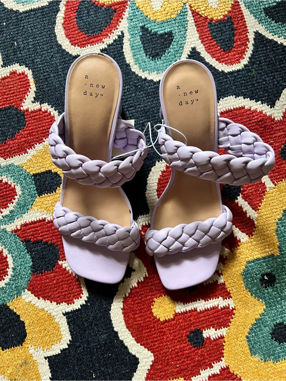 a new day Lilac Braided Double-Strap Slide Heels